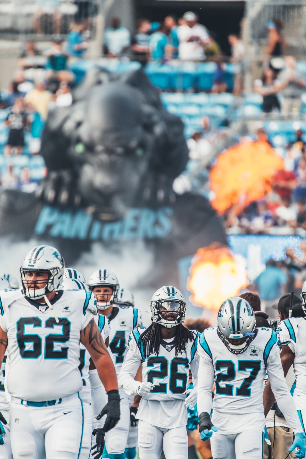 Carolina Panthers NFL player dramatic stadium entrance fire - RedefineU sports video production